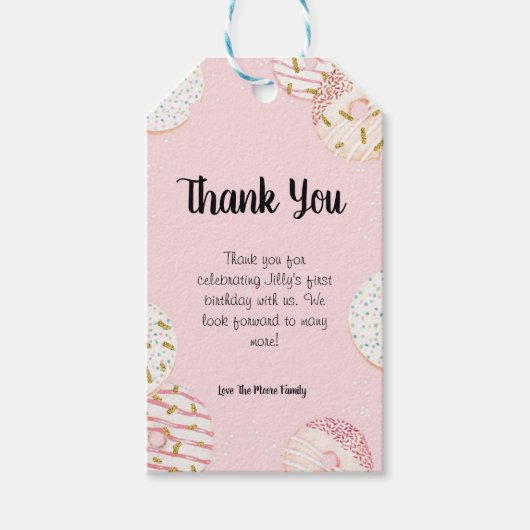 Donut Party Dank je Labels Cadeaulabel (Voorkant)