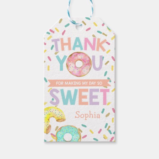 Donut Party Dank u Label Gift Label Sweet Cadeaulabel (Voorkant)