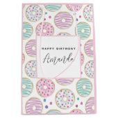Donut Patroon Cute Kleurrijke Verjaardag Medium Cadeauzakje (Voorkant)