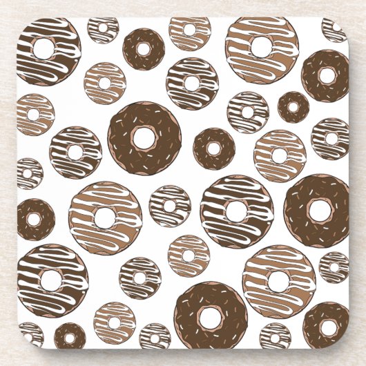 Donut Pattern, Chocolate Donuts, Karamel Donuts Bier Onderzetter (Voorkant)