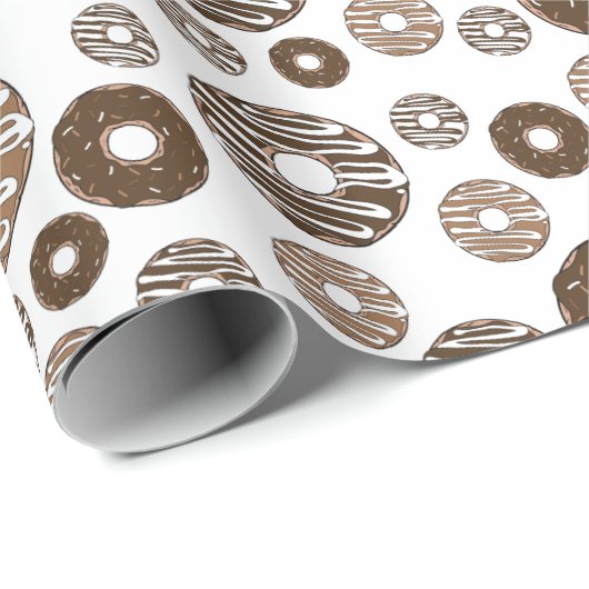 Donut Pattern, Chocolate Donuts, Karamel Donuts Cadeaupapier (Rol Hoek)