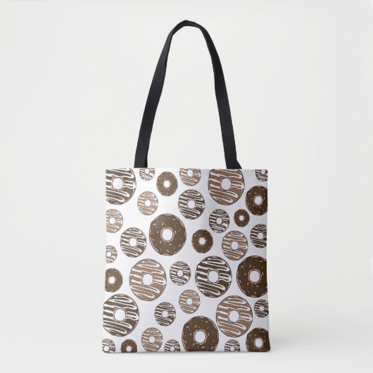 Donut Pattern, Chocolate Donuts, Karamel Donuts Draagtas (Voorkant)
