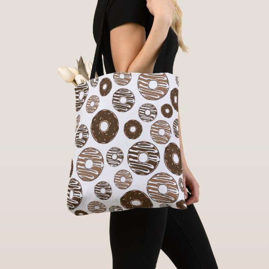 Donut Pattern, Chocolate Donuts, Karamel Donuts Draagtas (Dichtbij)