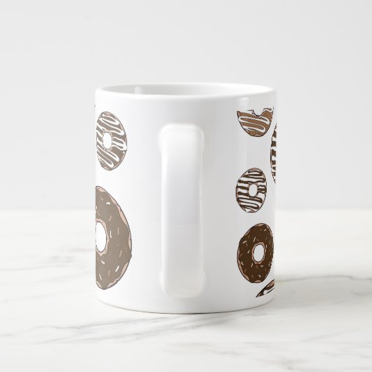 Donut Pattern, Chocolate Donuts, Karamel Donuts Extra Grote Beker (Achterkant)