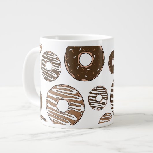 Donut Pattern, Chocolate Donuts, Karamel Donuts Extra Grote Beker (Voorkant links)