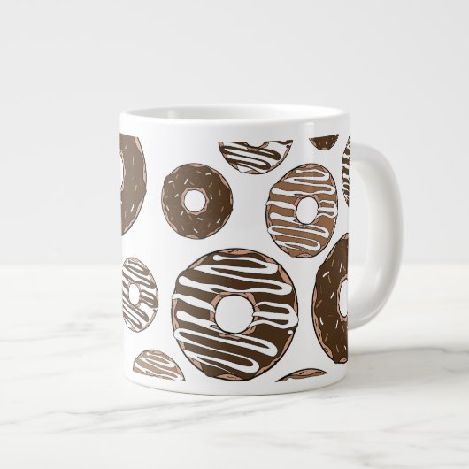 Donut Pattern, Chocolate Donuts, Karamel Donuts Extra Grote Beker (Voorkant rechts)