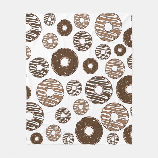 Donut Pattern, Chocolate Donuts, Karamel Donuts Fleece Deken (Voorkant)