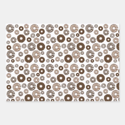 Donut Pattern, Chocolate Donuts, Karamel Donuts Inpakpapier Vel (Voorkant)
