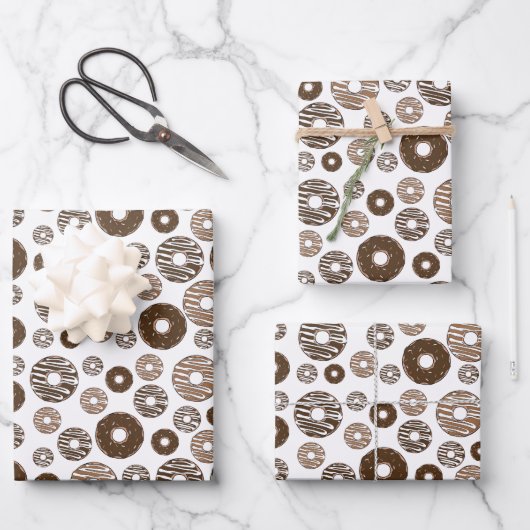 Donut Pattern, Chocolate Donuts, Karamel Donuts Inpakpapier Vel (Voorkant)