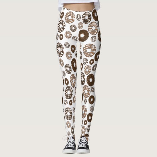 Donut Pattern, Chocolate Donuts, Karamel Donuts Leggings (Voorkant)