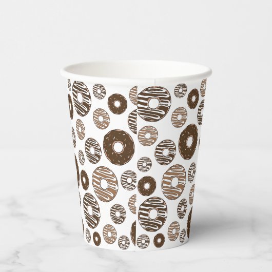 Donut Pattern, Chocolate Donuts, Karamel Donuts Papieren Bekers (Rechts)
