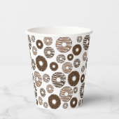 Donut Pattern, Chocolate Donuts, Karamel Donuts Papieren Bekers (Voorkant)