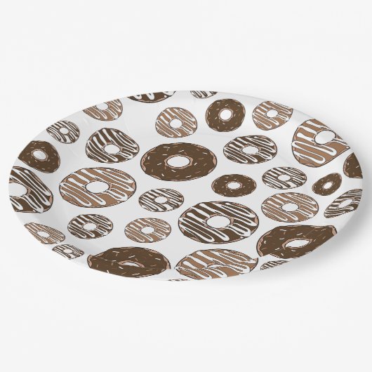 Donut Pattern, Chocolate Donuts, Karamel Donuts Papieren Bordje (Gekanteld)