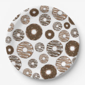 Donut Pattern, Chocolate Donuts, Karamel Donuts Papieren Bordje (Voorkant)