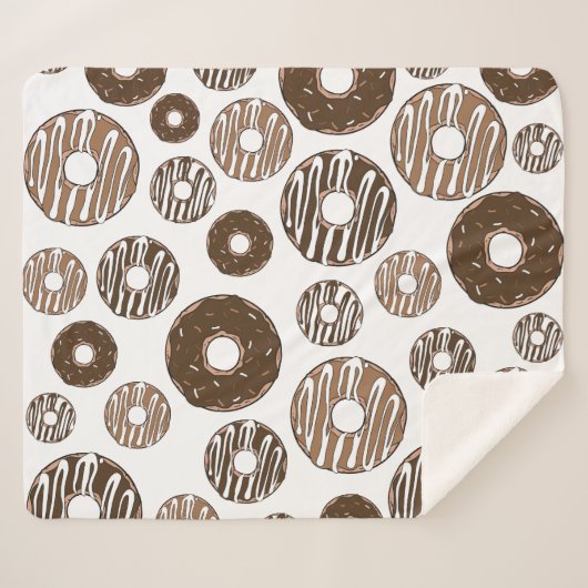 Donut Pattern, Chocolate Donuts, Karamel Donuts Sherpa Deken (Voorkant (horizontaal))