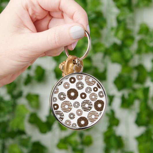 Donut Pattern, Chocolate Donuts, Karamel Donuts Sleutelhanger (Hand)