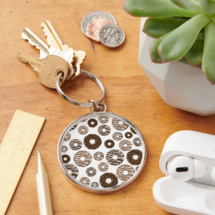 Donut Pattern, Chocolate Donuts, Karamel Donuts Sleutelhanger
