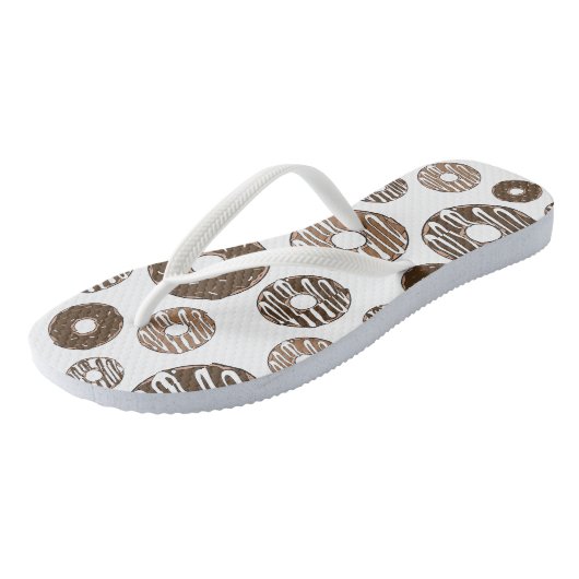 Donut Pattern, Chocolate Donuts, Karamel Donuts Teenslippers (Schuin)