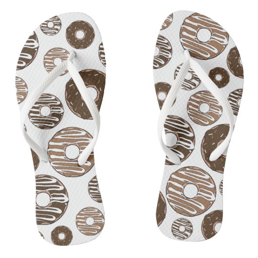 Donut Pattern, Chocolate Donuts, Karamel Donuts Teenslippers (Voetbed)