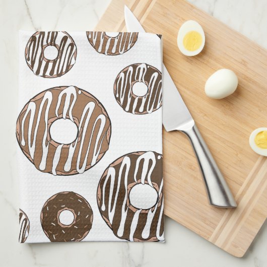 Donut Pattern, Chocolate Donuts, Karamel Donuts Theedoek (Quarter Fold)