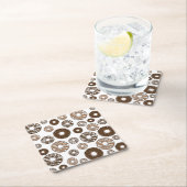 Donut Pattern, Chocolate Donuts, Karamel Donuts Vierkante Kartonnen Onderzetter (Insitu)