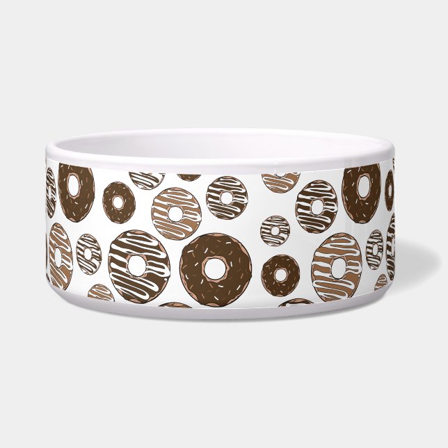 Donut Pattern, Chocolate Donuts, Karamel Donuts Voerbakje (Voorkant)