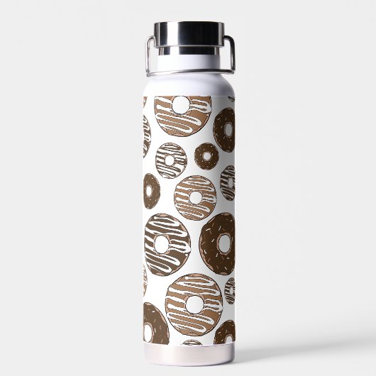 Donut Pattern, Chocolate Donuts, Karamel Donuts Waterfles (Achterkant)