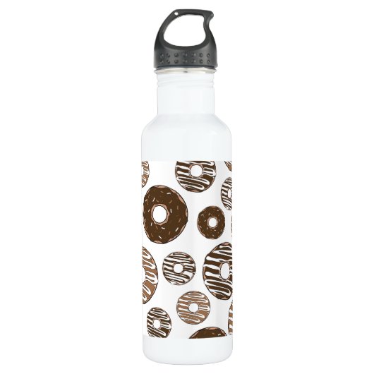 Donut Pattern, Chocolate Donuts, Karamel Donuts Waterfles (Voorkant)