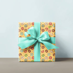 Donut Pattern Oranje crème Cadeaupapier