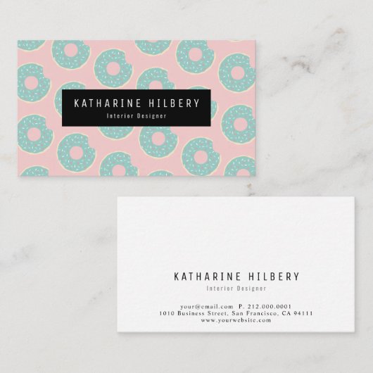 Donut Pattern Pink & Mint Green Visitekaartje (Voorkant / Achterkant)