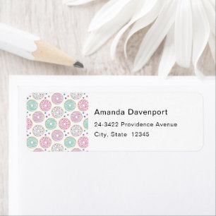 Donut Pattern Schattige kleurrijk adres Etiket