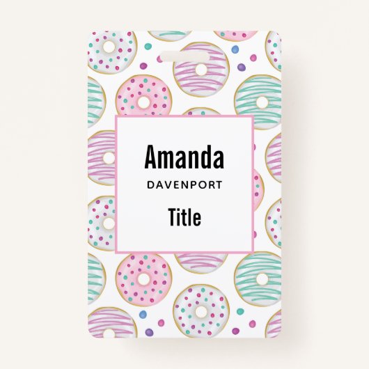 Donut Pattern Schattige Kleurrijk Badge (Voorkant)