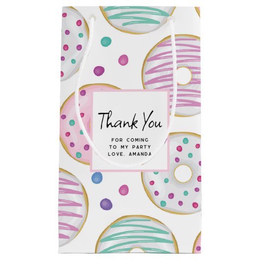 Donut Pattern Schattige Kleurrijk Dank u Klein Cadeauzakje (Voorkant)