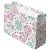 Donut Pattern Schattige Kleurrijk Groot Cadeauzakje (Voorkant Gekanteld)