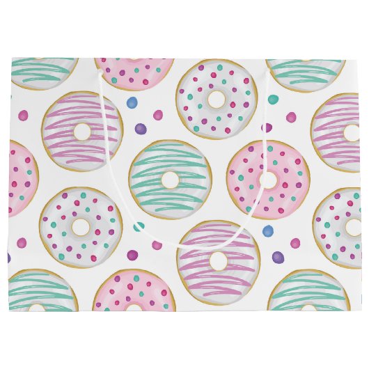 Donut Pattern Schattige Kleurrijk Groot Cadeauzakje (Achterkant)