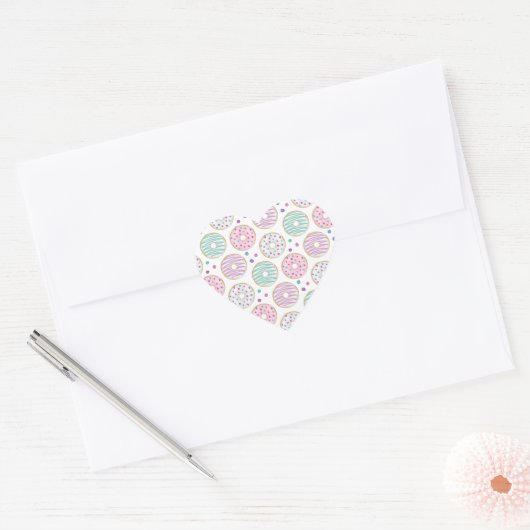 Donut Pattern Schattige Kleurrijk Hart Sticker (Envelop)
