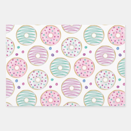 Donut Pattern Schattige Kleurrijk Inpakpapier Vel (Voorkant)