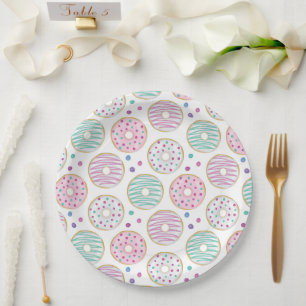 Donut Pattern Schattige Kleurrijk Papieren Bordje