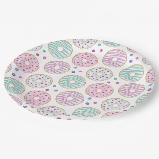 Donut Pattern Schattige Kleurrijk Papieren Bordje (Gekanteld)