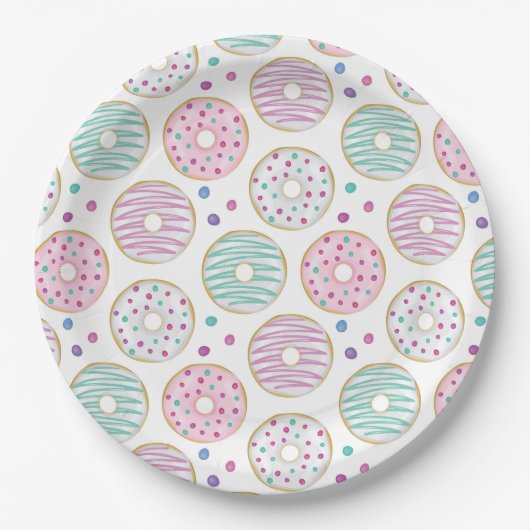 Donut Pattern Schattige Kleurrijk Papieren Bordje (Voorkant)