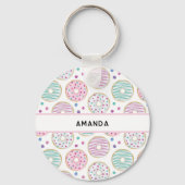 Donut Pattern Schattige Kleurrijk Sleutelhanger (Voorkant)