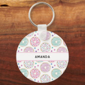 Donut Pattern Schattige Kleurrijk Sleutelhanger (Voorkant)