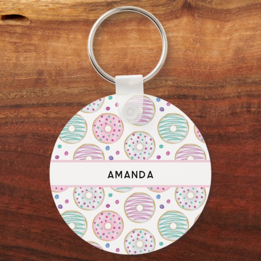Donut Pattern Schattige Kleurrijk Sleutelhanger (Voorkant)