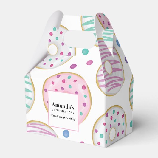 Donut Pattern Schattigee kleurrijke verjaardag Bedankdoosjes (Voorkant Zijde)