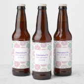Donut Pattern Schattigee kleurrijke verjaardag Bier Etiket (Flessen)