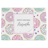Donut Pattern Schattigee kleurrijke verjaardag Groot Cadeauzakje (Voorkant)
