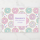 Donut Pattern Schattigee kleurrijke verjaardag Sparkling Wijnetiket (Enkel label)