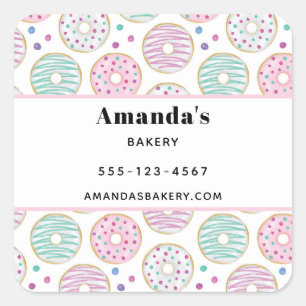 Donut Pattern Schattigee kleurrijke zaken Vierkante Sticker