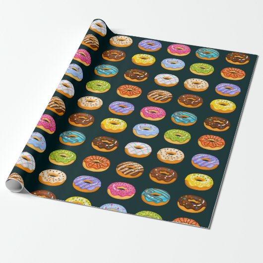 Donut Pattern Wrapping Paper Cadeaupapier (Uitgerold)