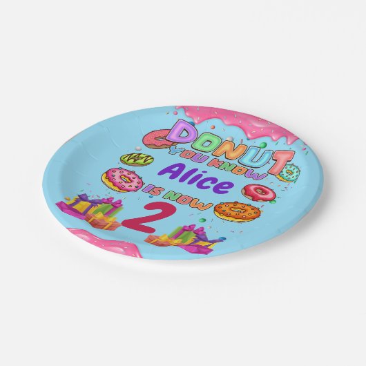 Donut persoonlijke kleuren prinkle Birthday Party Papieren Bordje (Gekanteld)